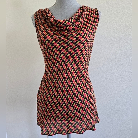 CLASSIQUES ENTIER Silk Draped Neck Sleeveless Top size Medium - Picture 3 of 10